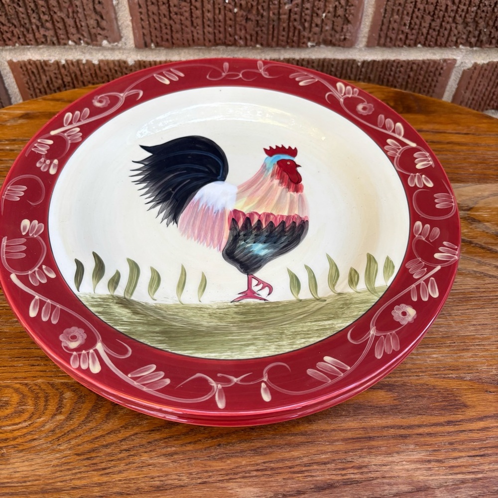 Home Interiors THE ROOSTER Farmhouse Dinner Plates Set of 2
